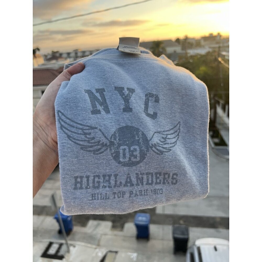 Vintage Y2K Blue Marlin New York City Highlanders blue ringer tshirt L retro